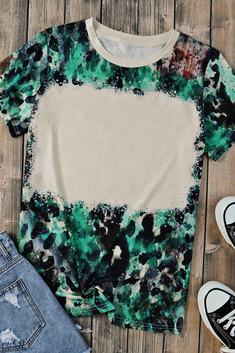 Blank Graphic Leopard Dyed Print T Shirt