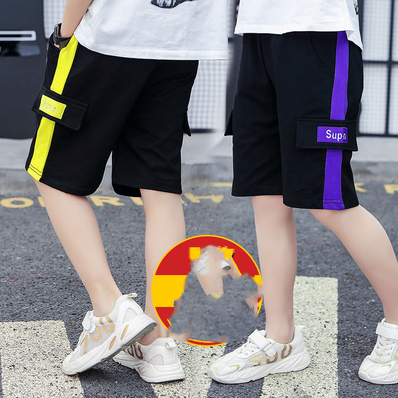 Children's Sports Cotton Cropped Trousers Middle Pants Trendy Thin Pants