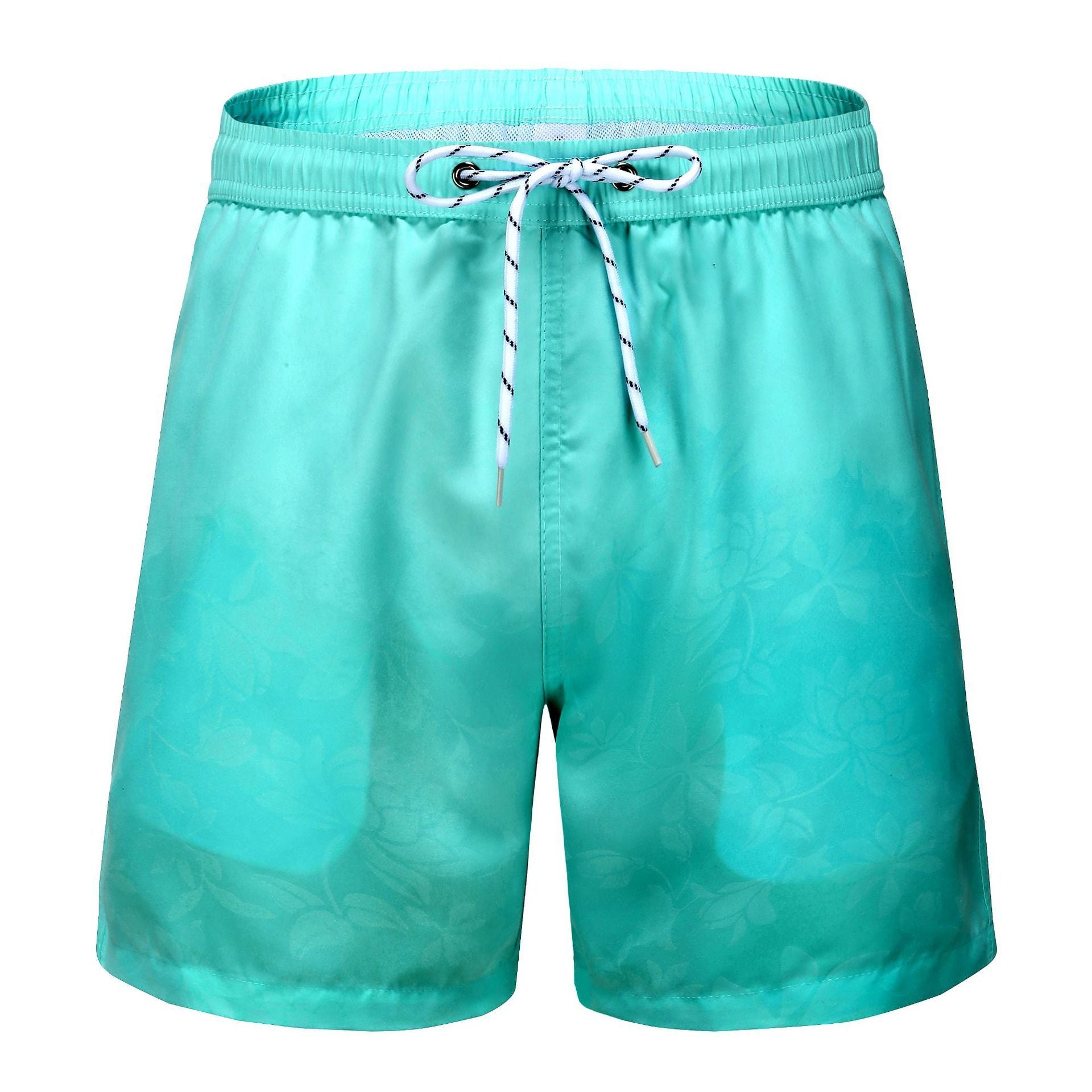 Plus Size Four-point Quick-drying Shorts Beach Pants Color Change Magic Print Beach Pants Men's Swimming Trunks