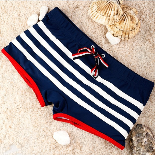 Fashion sexy lace-up striped men's slim swimming shorts