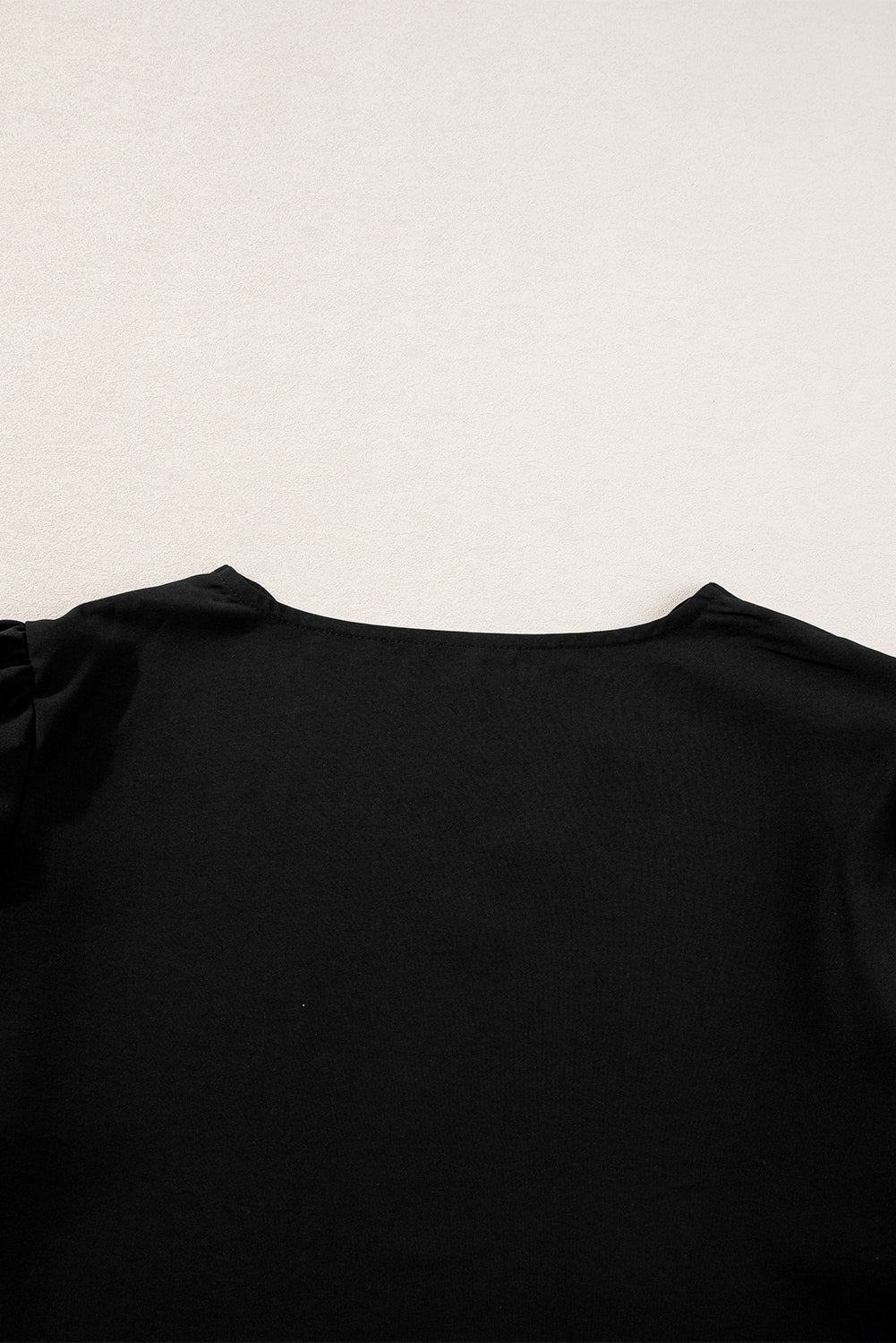 Black Scalloped V Neckline Petal Sleeve Top