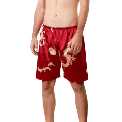 Silk Pajamas, Skin Friendly Single Pants, Large Beach Pants, Men'S Shorts, Breathable And Relaxed In Summer