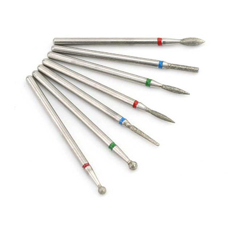 Nail Art Silver Grinding Head Tungsten Steel 7 Sets Diamond Grinding Head Nail Carving Polishing Head Nail Tools