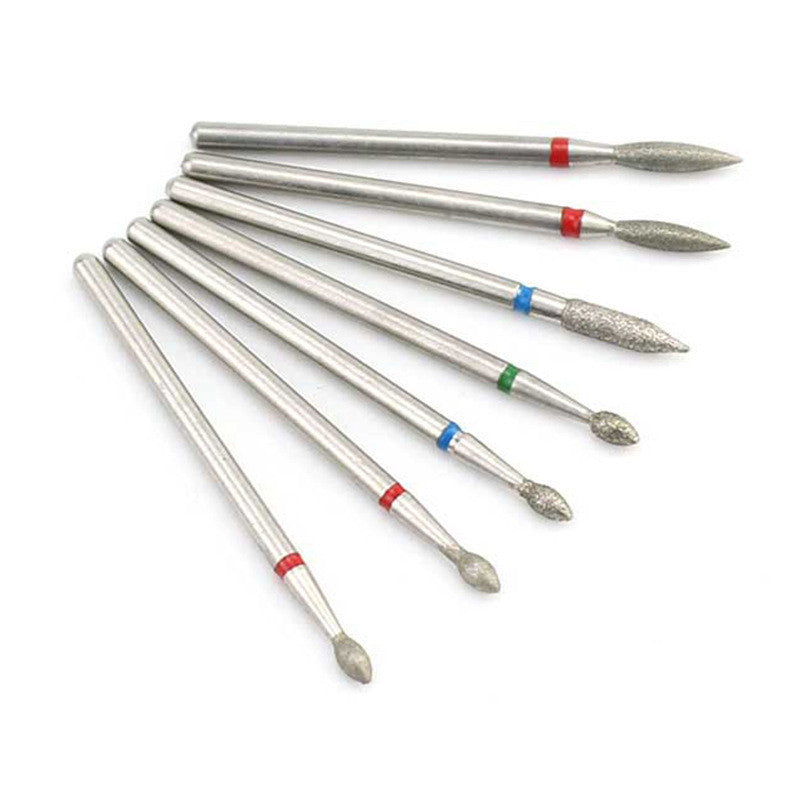 Nail Art Silver Grinding Head Tungsten Steel 7 Sets Diamond Grinding Head Nail Carving Polishing Head Nail Tools