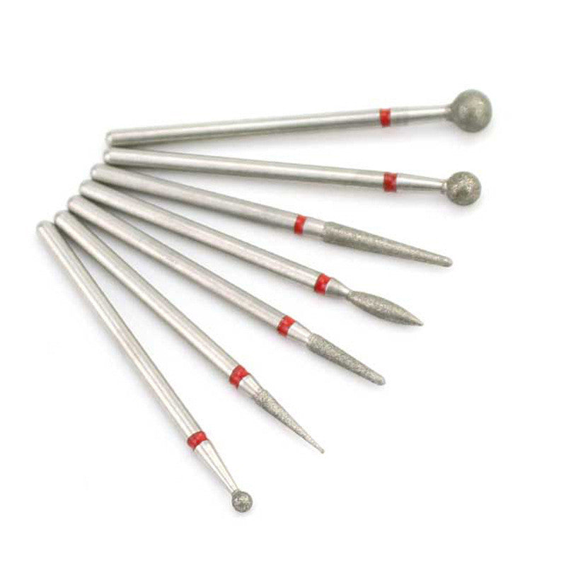 Nail Art Silver Grinding Head Tungsten Steel 7 Sets Diamond Grinding Head Nail Carving Polishing Head Nail Tools