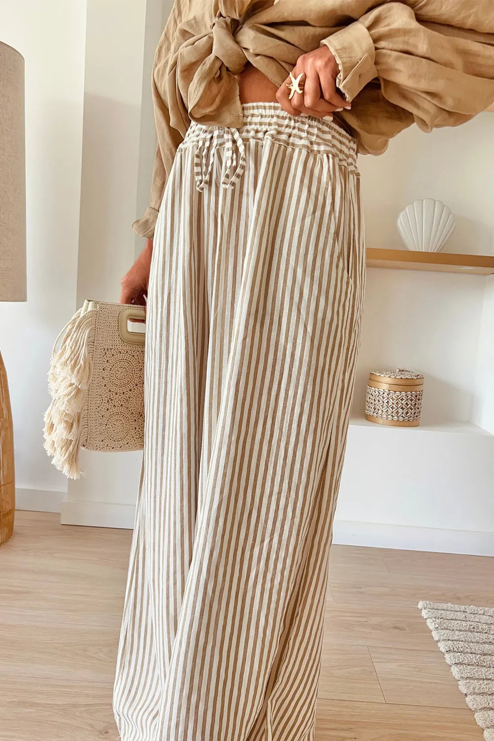 Plus Size Striped Wide Leg Pants