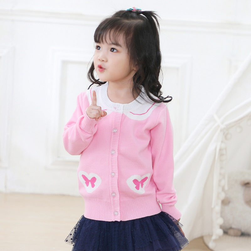 Navy Collar Kids Sweater Jacket