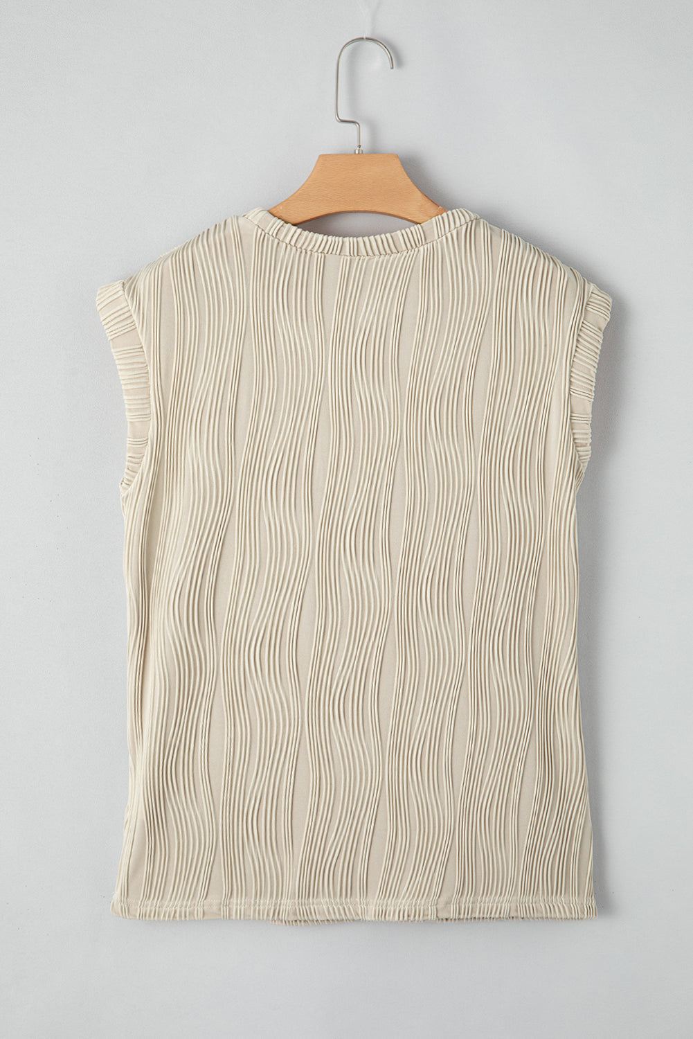 Apricot Wavy Texture Cap Sleeve Top