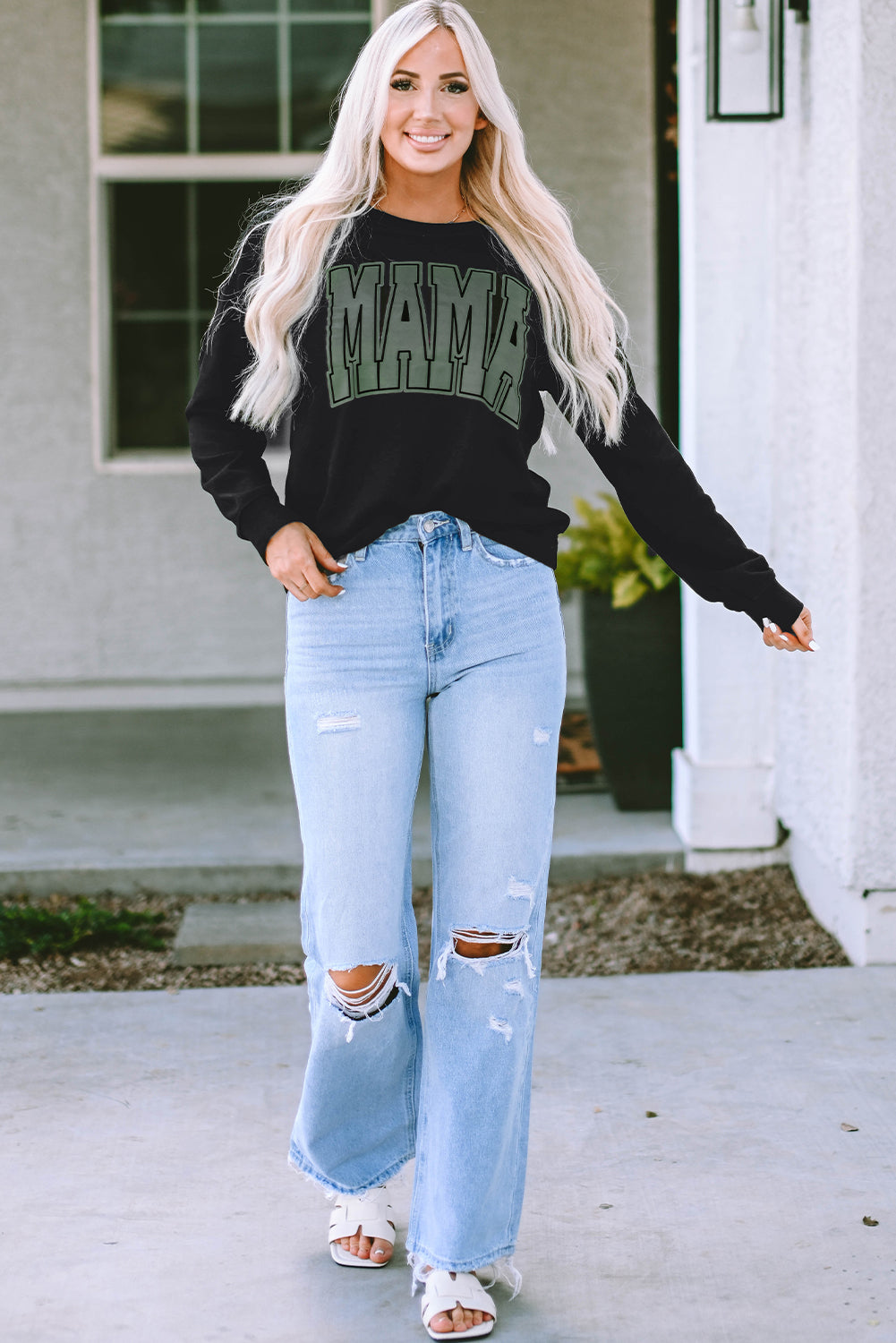 Black Mama Varsity Crew Neck Sweatshirt