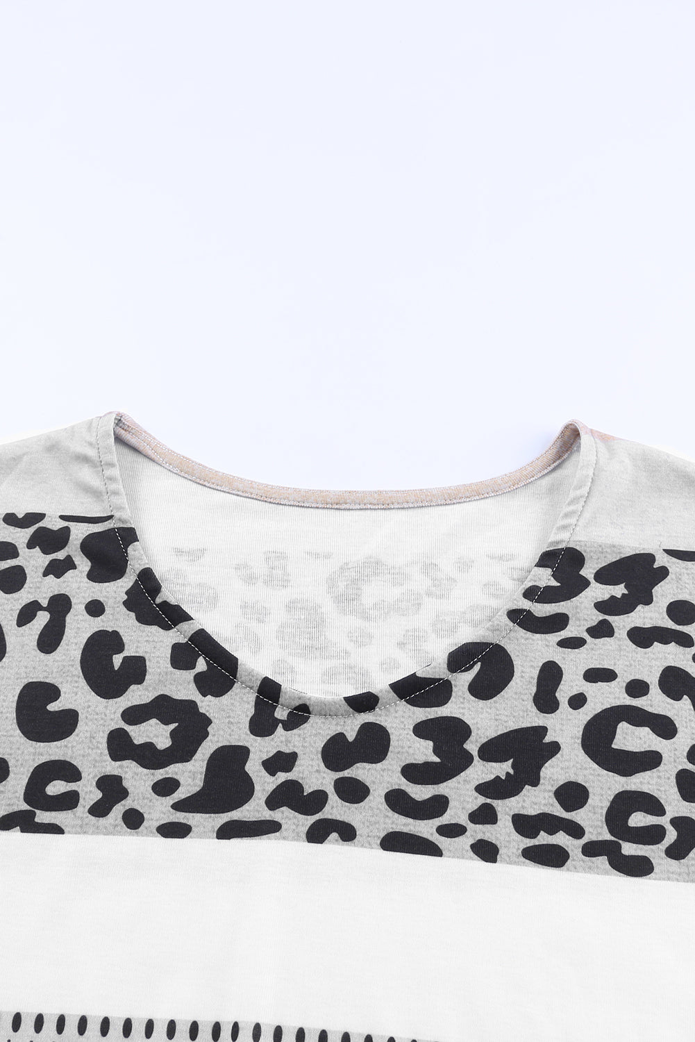 Apricot Leopard Color Block V Neck Top