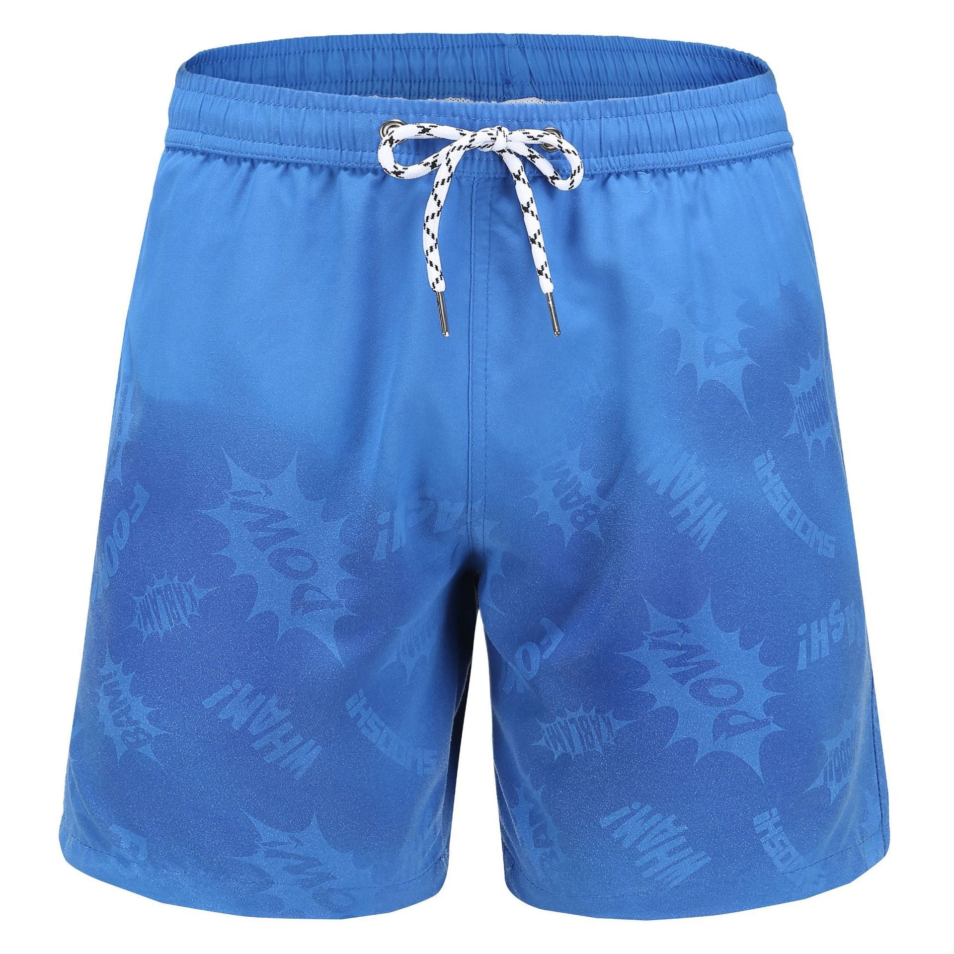 Plus Size Four-point Quick-drying Shorts Beach Pants Color Change Magic Print Beach Pants Men's Swimming Trunks