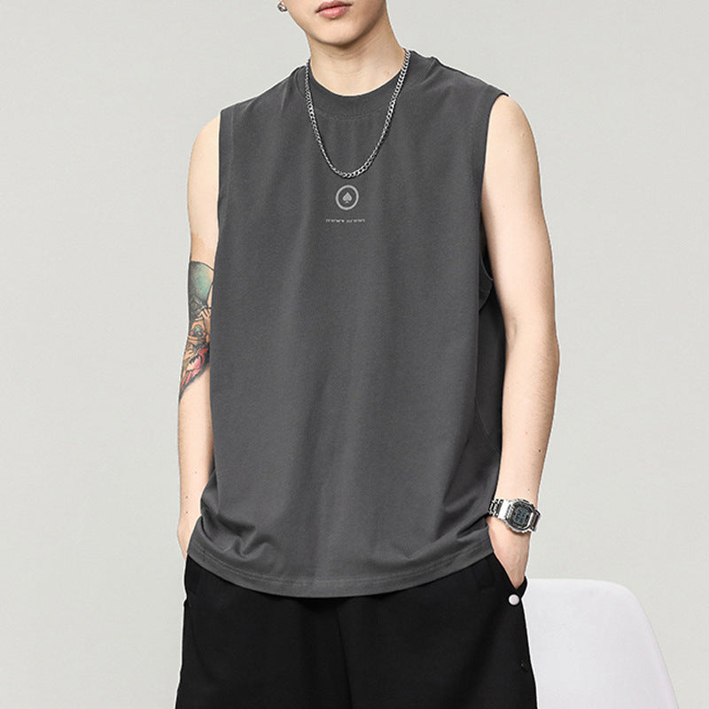 Printed Sports Vest Men's Loose Pure Cotton Basketball Waistcoat