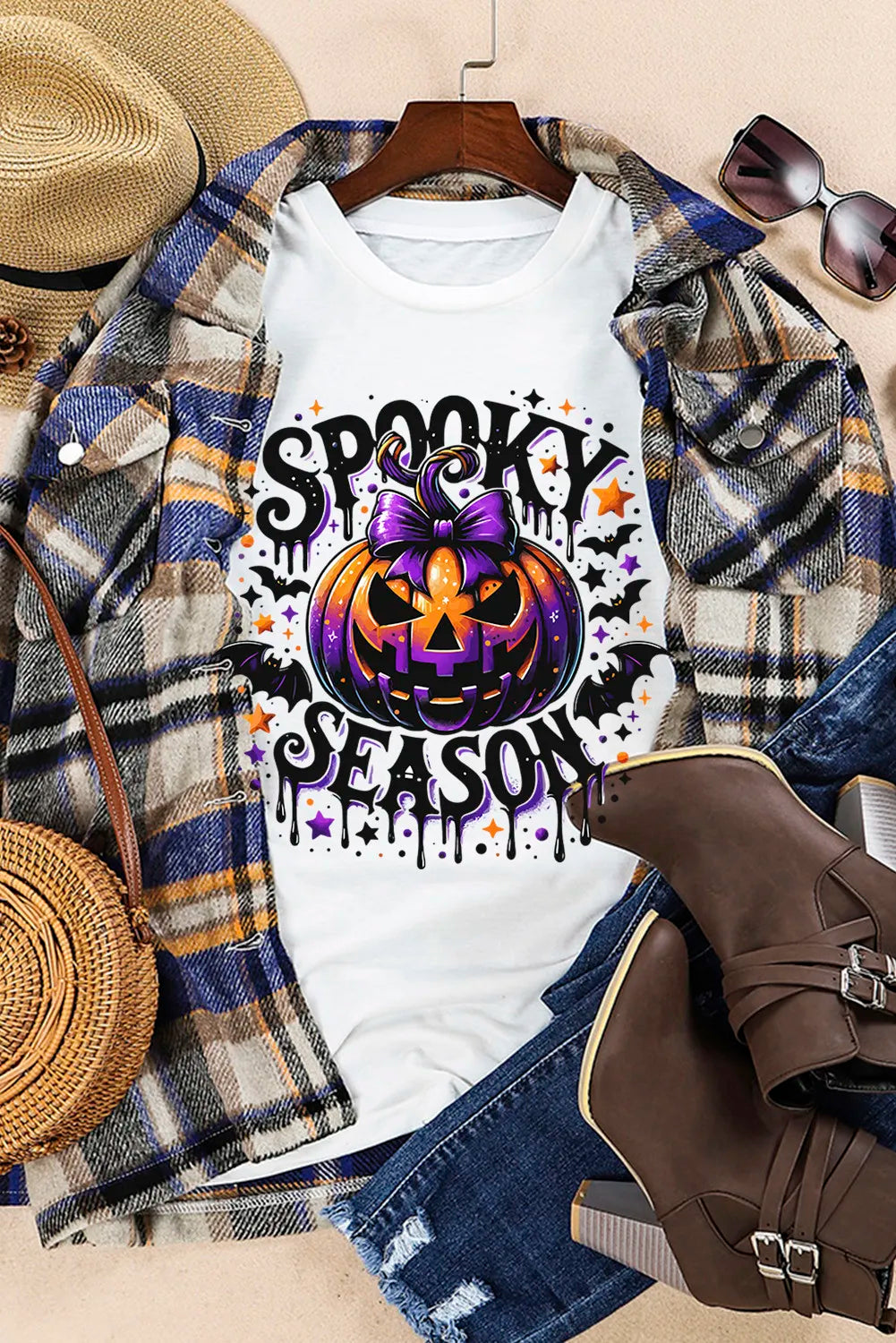 Full Size Jack-O'-Lantern Graphic Round Neck Short Sleeve T-Shirt