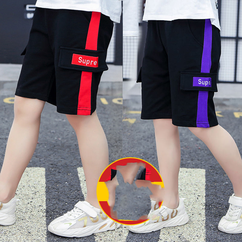 Children's Sports Cotton Cropped Trousers Middle Pants Trendy Thin Pants