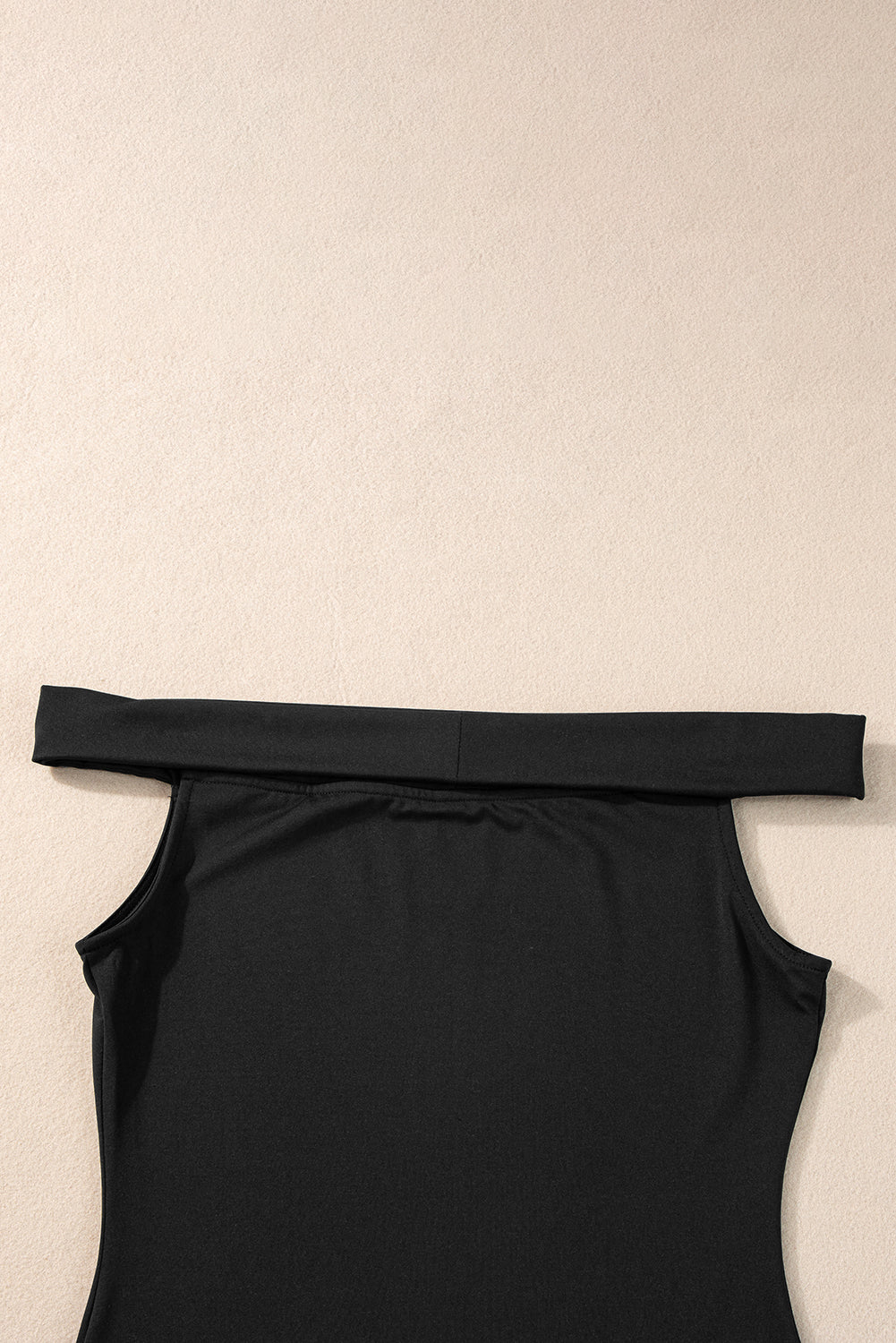 Black Folded Off Shoulder Slim Top