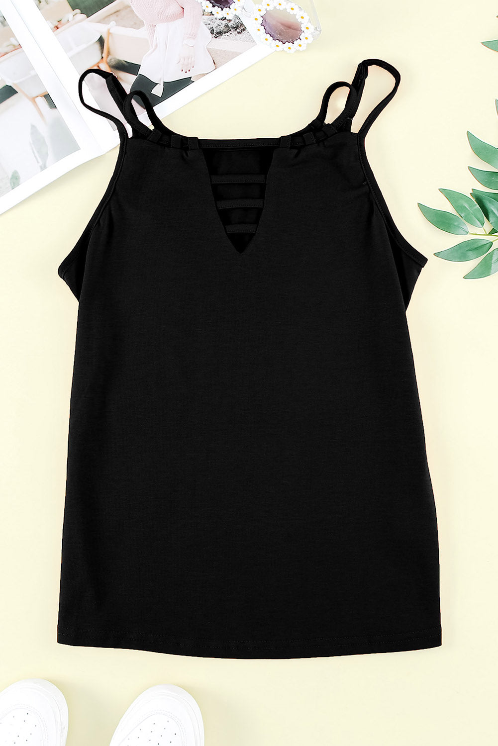 Black Ladder Hollow-out Tank Top