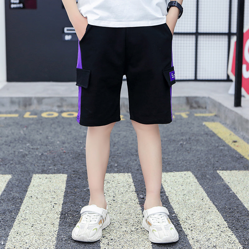 Children's Sports Cotton Cropped Trousers Middle Pants Trendy Thin Pants