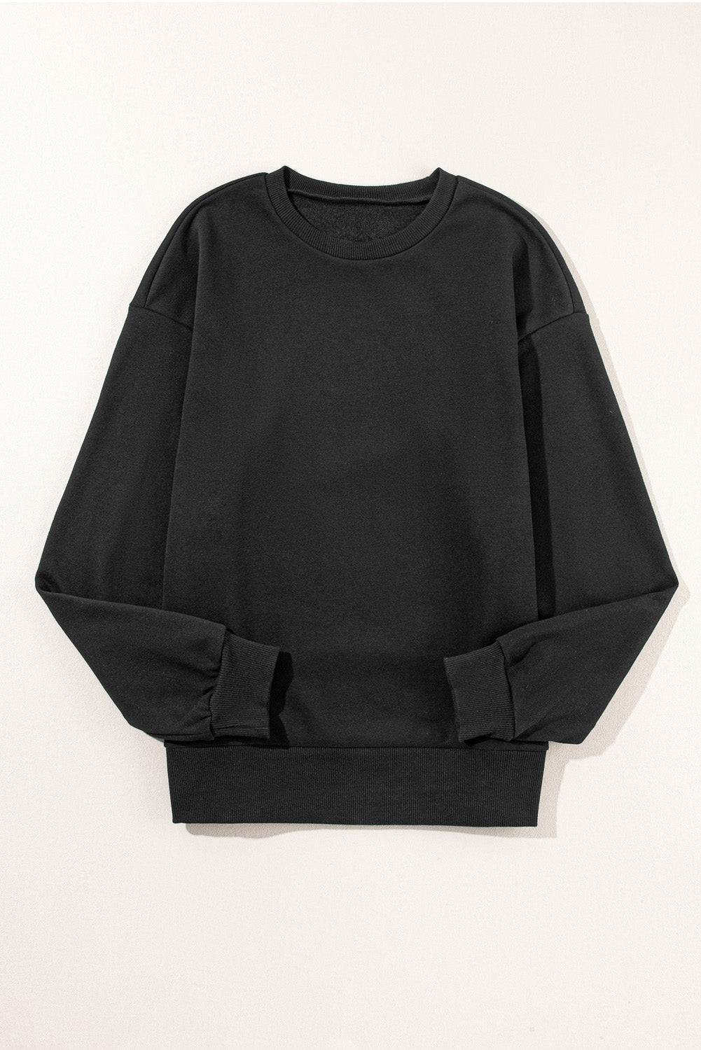 Black Snap Buttons Side Splits Pullover Sweatshirt