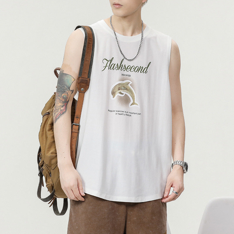 Printed Ice Silk Quick-drying Sleeveless T-shirt