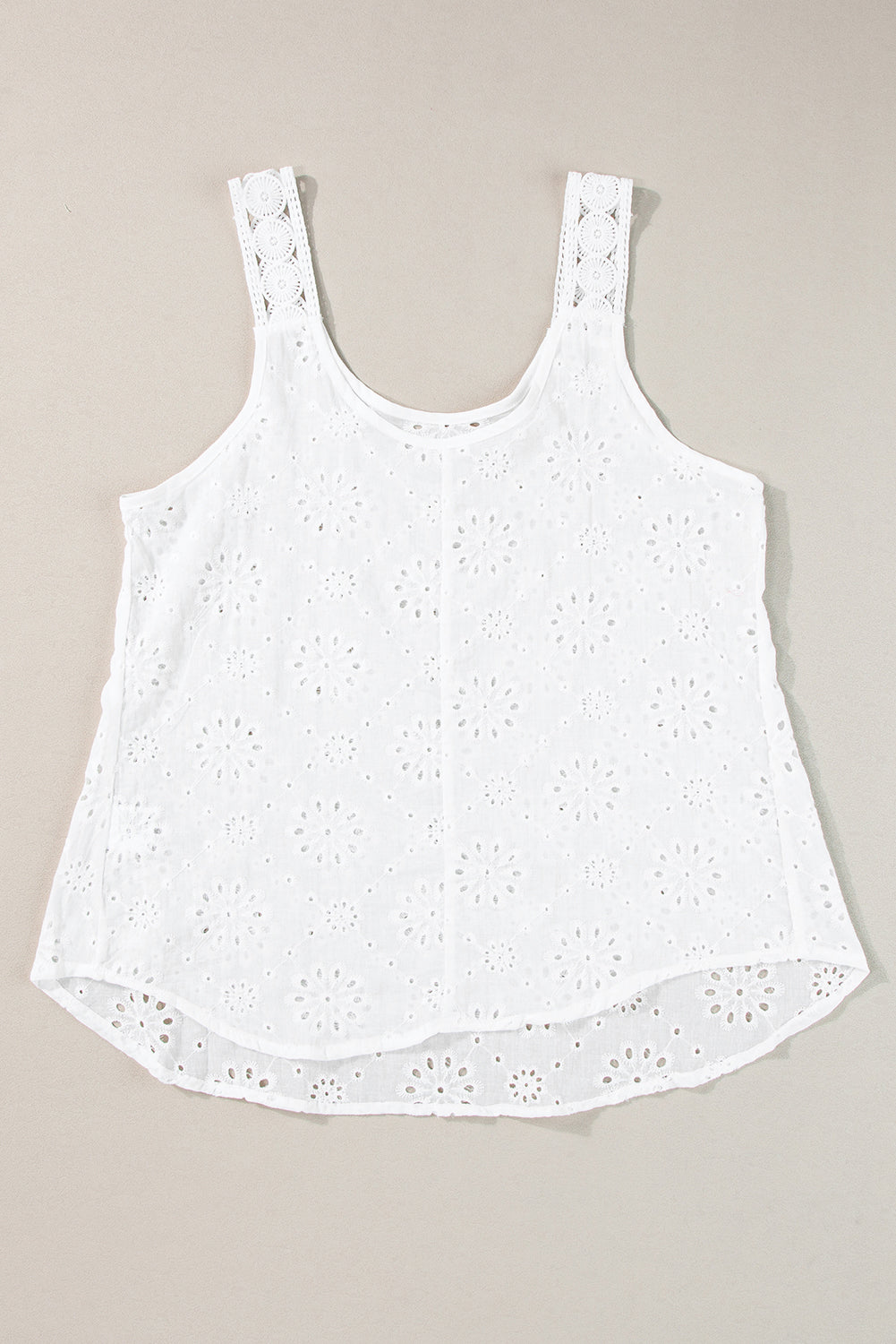 White Eyelet Embroidery Tank Top