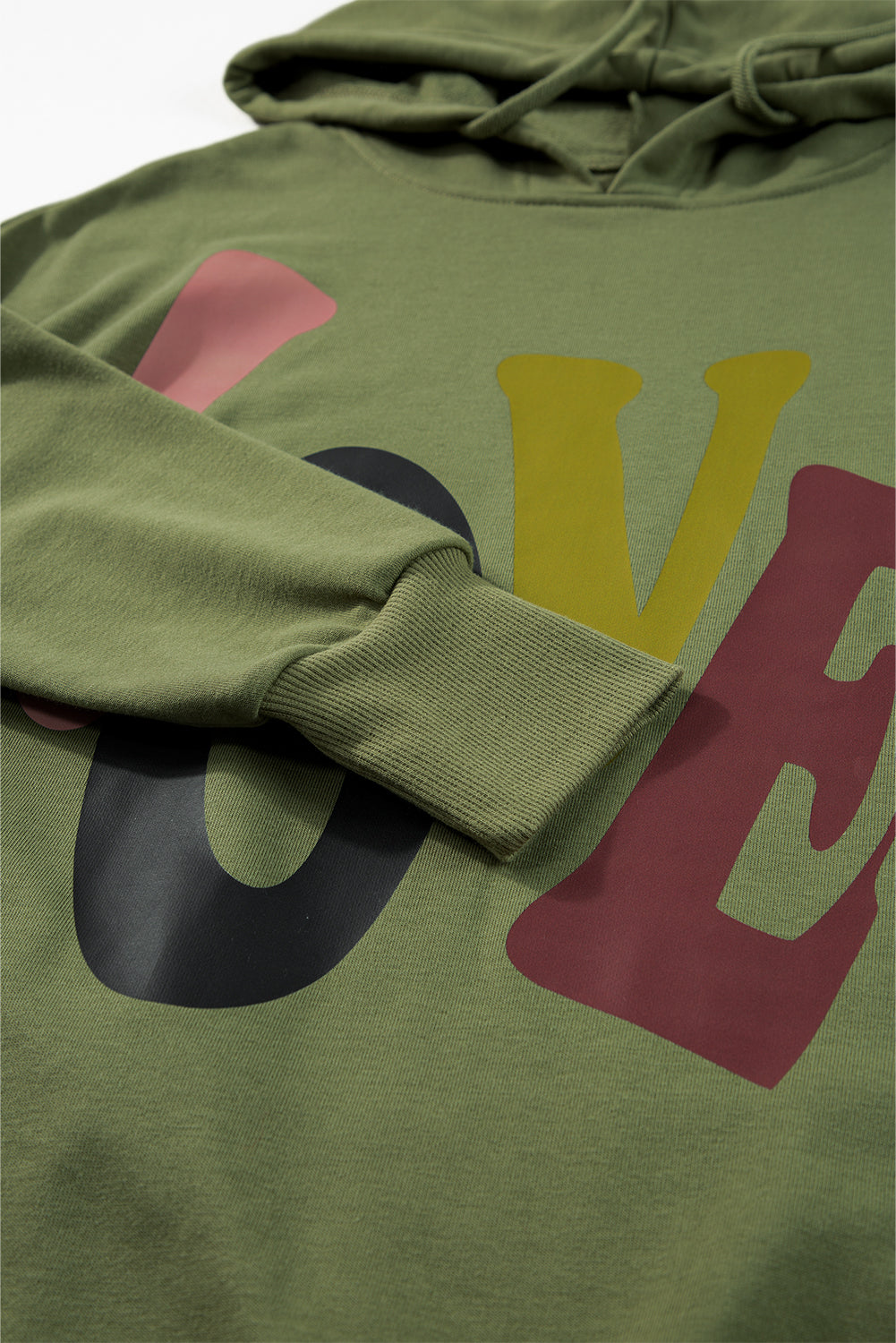 Mist Green LOVE Letter Graphic Drop Shoulder Oversize Hoodie