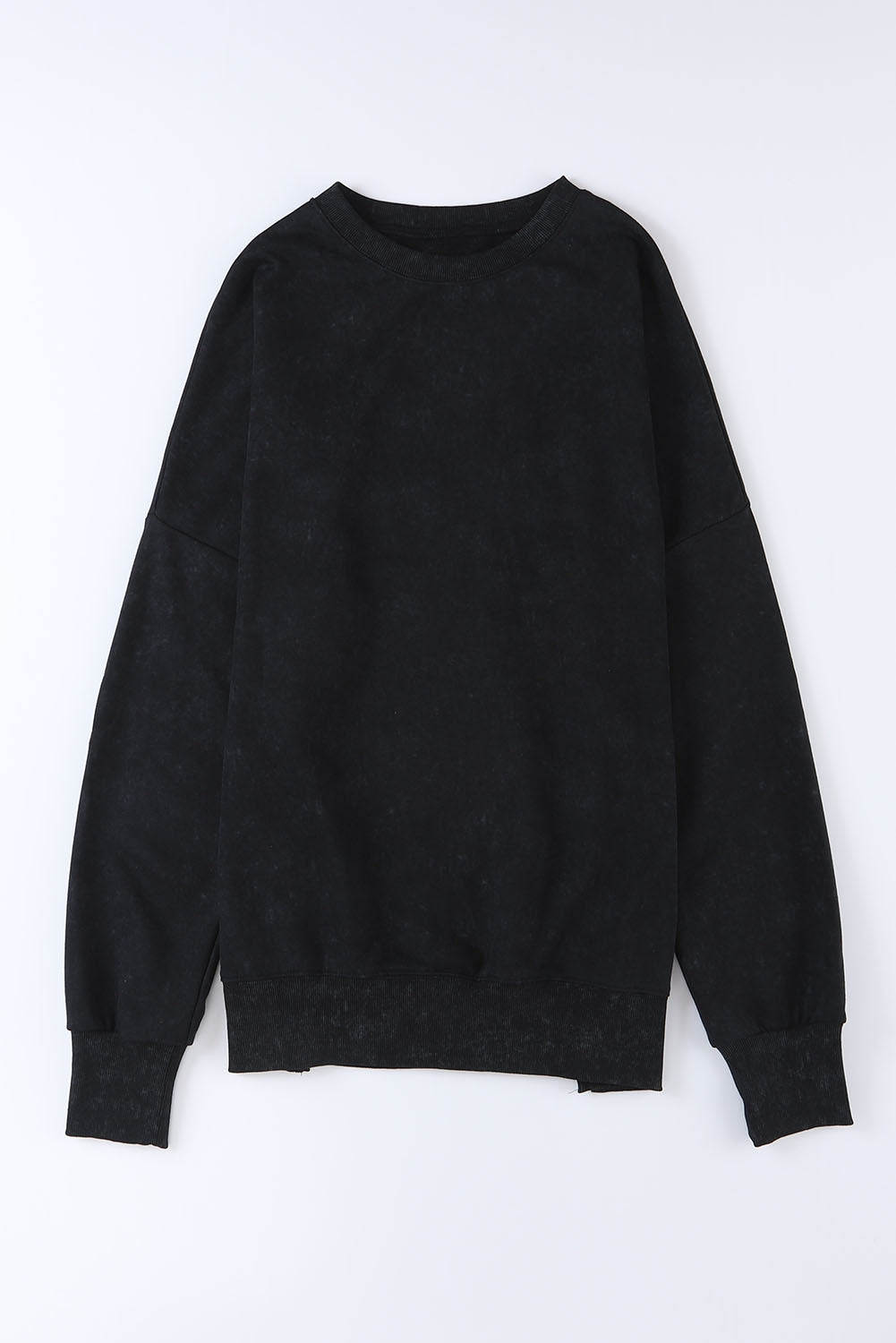 Black Drop Shoulder Ribbed Trim Oversized Sweatshirt