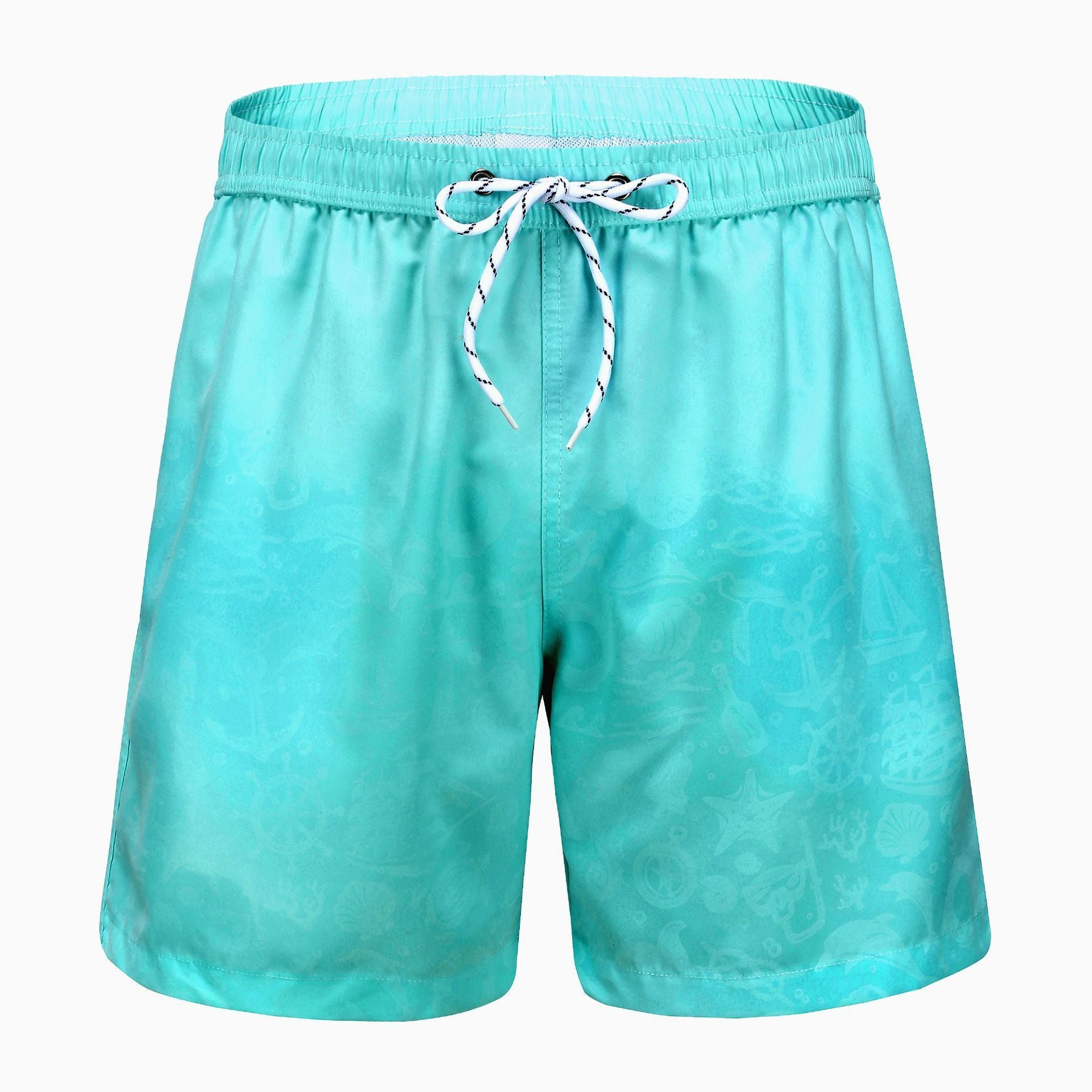 Plus Size Four-point Quick-drying Shorts Beach Pants Color Change Magic Print Beach Pants Men's Swimming Trunks