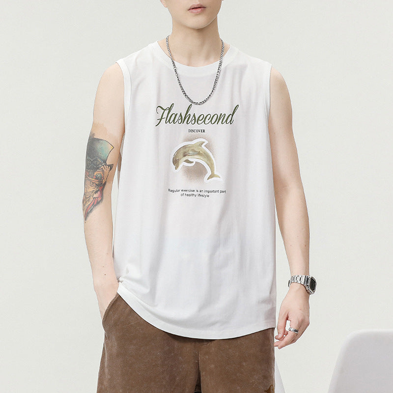 Printed Ice Silk Quick-drying Sleeveless T-shirt